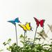 Glitzhome Set of 3 Metal Spring Garden Butterfly Birds Yard Stakes