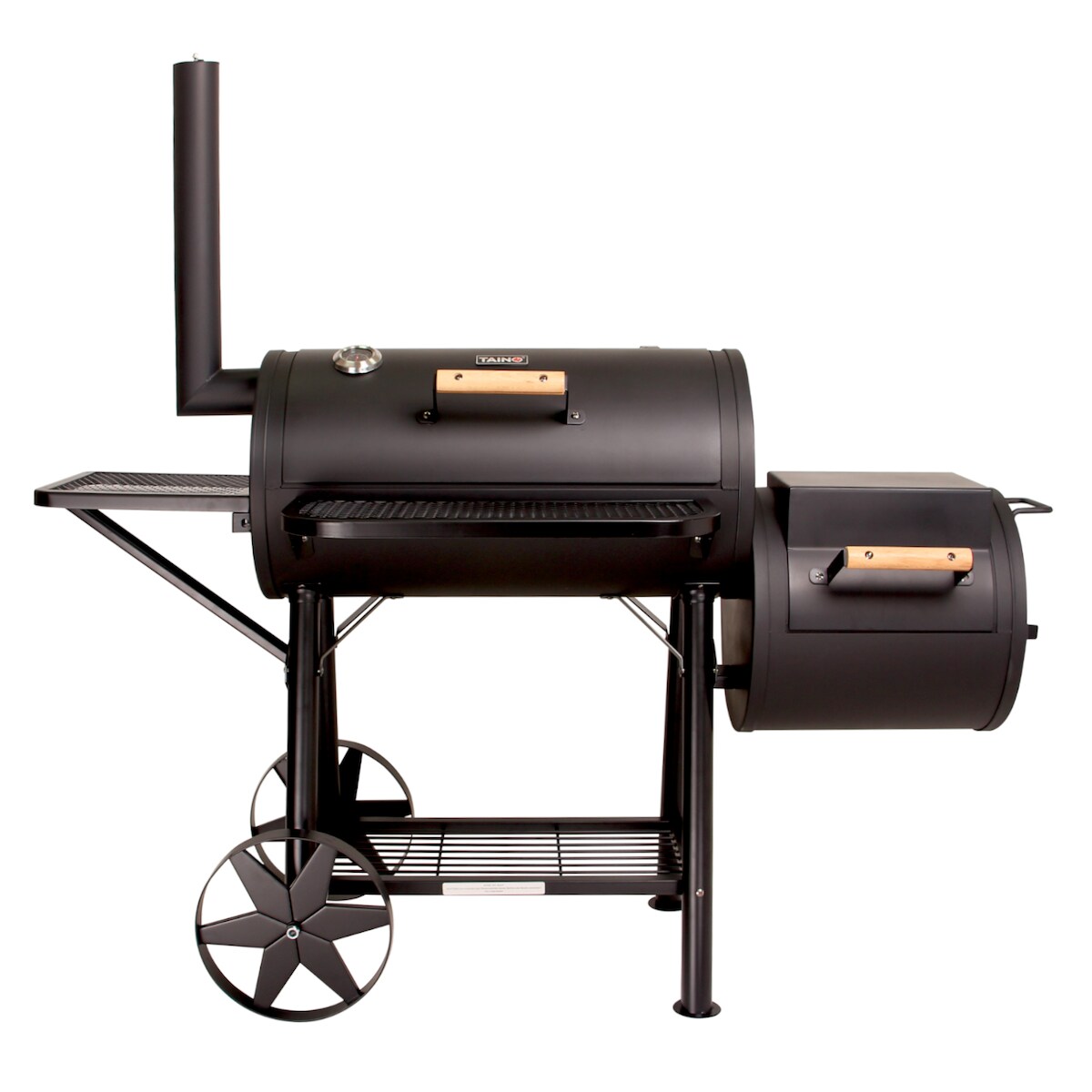 TAINO YUMA Massiver Smoker BBQ Grillwagen Holzkohle-Grill 90kg 3,5mm Offset Image