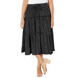 Plus Size Women's Tiered Midi Skirt by Catherines in Black Polka Dots (Size 3X)