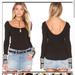 Free People Tops | Free People Blqck Thermal Top Mod Striped Sleeve Size S | Color: Black | Size: S