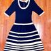 Lilly Pulitzer Dresses | Lilly Pulitzer Joanna Navy Wind In Your Sails Lurex Stripe Sweater Dress | Color: Blue/Gold | Size: M