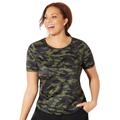 Plus Size Women's Chlorine Resistant Swim Tee by Swimsuits For All in Green Camo (Size 14)