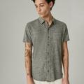 Lucky Brand Linen Button Up Shirt - Men's Clothing Outerwear Shirt Jackets in Heather Grey, Size XL