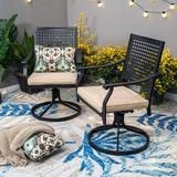 Lark Manor™ Argyri 2 Piece Outdoor Metal Swivel Chairs w/ Cushion in Black | 36 H x 23 W x 25 D in | Wayfair 3353A05F80AD4F62A44933D6DDC4469B