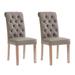 Red Barrel Studio® Natalie Roll Top Tufted Brown Faux Modern Dining Chair Set Of 2 Faux /Upholstered in Gray | 39.5 H x 17 W x 26.75 D in | Wayfair