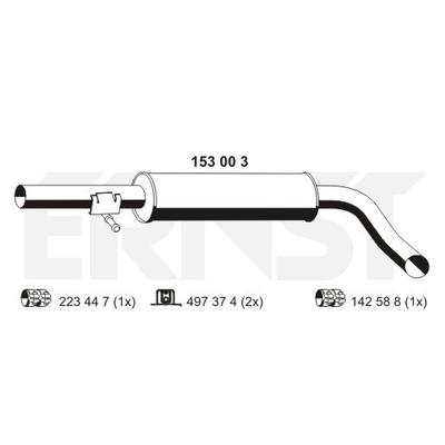 ERNST Mittelschalldämpfer für SKODA VAG 1J0253209G 1J0253209F 1J0253209 153003