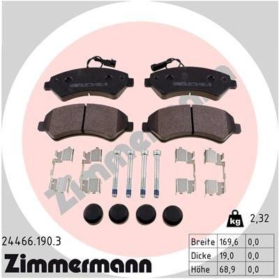 ZIMMERMANN Bremsbelagsatz, Scheibenbremse vorne rechts links mit Feder für CITROËN/PEUGEOT FIAT 1612433780 1612433680 77