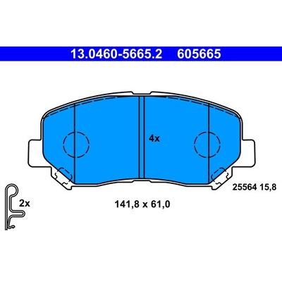 ATE Bremsbelagsatz, Scheibenbremse vorne rechts links für MAZDA K0Y1-33-28ZA K0Y1-33-23Z KDY9-33-28Z 13.0460-5665.2