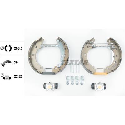 TEXTAR Bremsbackensatz Shoe Kit Pro hinten rechts links vormontiert für RENAULT 7701205523 7701207555 84052800