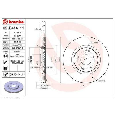 BREMBO Bremsscheibe COATED DISC LINE vorne rechts links innenbelüftet 298mm für SSANGYONG 4144135000 4144135001 09.D414.