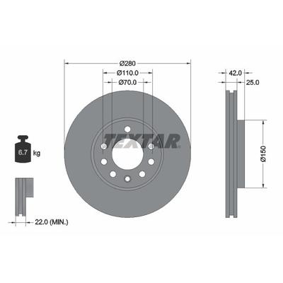 TEXTAR Bremsscheibe PRO vorne rechts links innenbelüftet 280mm für VAUXHALL OPEL 95526655 93197592 9117678 92091903