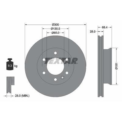 TEXTAR Bremsscheibe PRO vorne rechts links innenbelüftet 300mm für SKODA VW SEAT AUDI MERCEDES-BENZ 907421010007 A907421