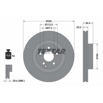 TEXTAR Bremsscheibe PRO+ vorne rechts links innenbelüftet 330mm für MERCEDES-BENZ A2044213112 A2044210000 2044210000 921