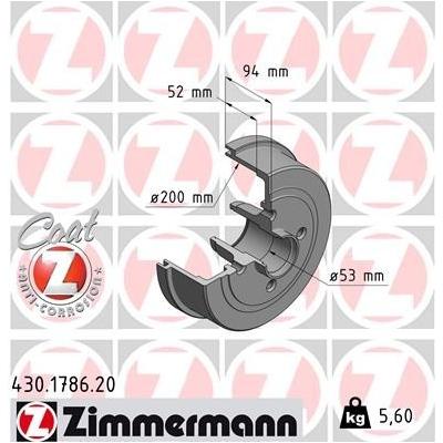 ZIMMERMANN Bremstrommel COAT Z hinten rechts links für GENERAL MOTORS OPEL 9004416 418001 9196290 430.1786.20