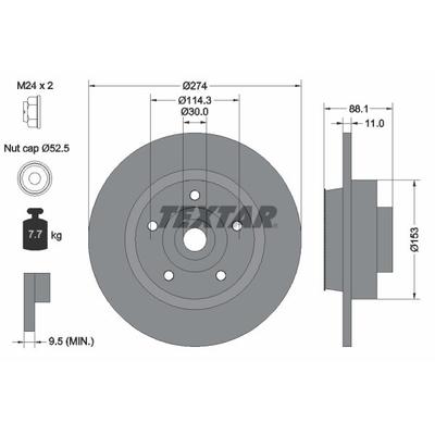 TEXTAR Bremsscheibe PRO hinten rechts links voll 274mm für RENAULT SAMSUNG 432024048R 432020984R 432000007R 92232603