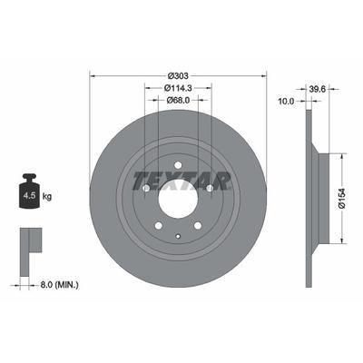 TEXTAR Bremsscheibe PRO hinten rechts links voll 303mm für HONGQI MAZDA (CHANGAN) K01126225B KD5H26251 KR1226251 9224270