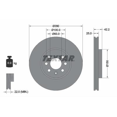 TEXTAR Bremsscheibe PRO vorne rechts links innenbelüftet 280mm für GENERAL MOTORS VAUXHALL OPEL 93175376 569006 95526653