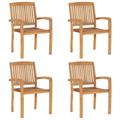 vidaXL Stacking Garden Chairs 4 pcs Solid Teak Wood