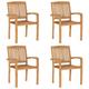 vidaXL Stacking Garden Chairs 4 pcs Solid Teak Wood