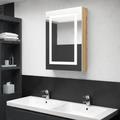 vidaXL LED Bathroom Mirror Cabinet White and Oak 50x13x70 cm