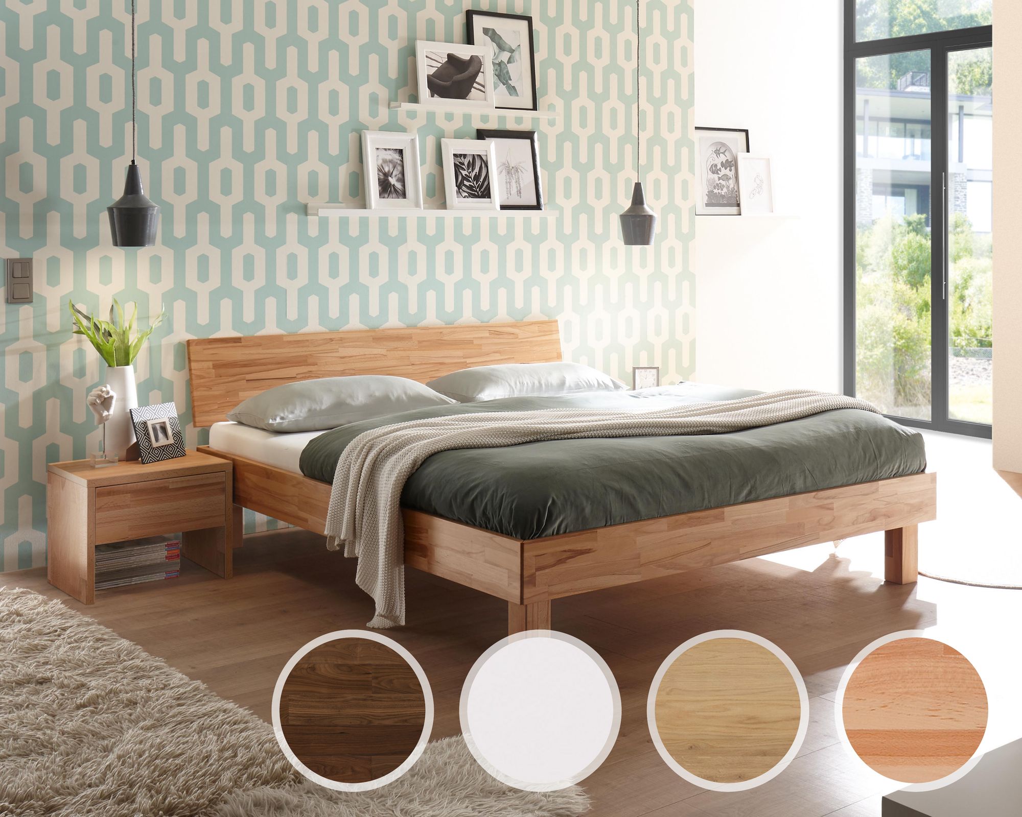 Hasena Pronto »Forti« Massivholzbett 90x200 cm / Eiche bianco, gebürstet, geölt / 20 cm