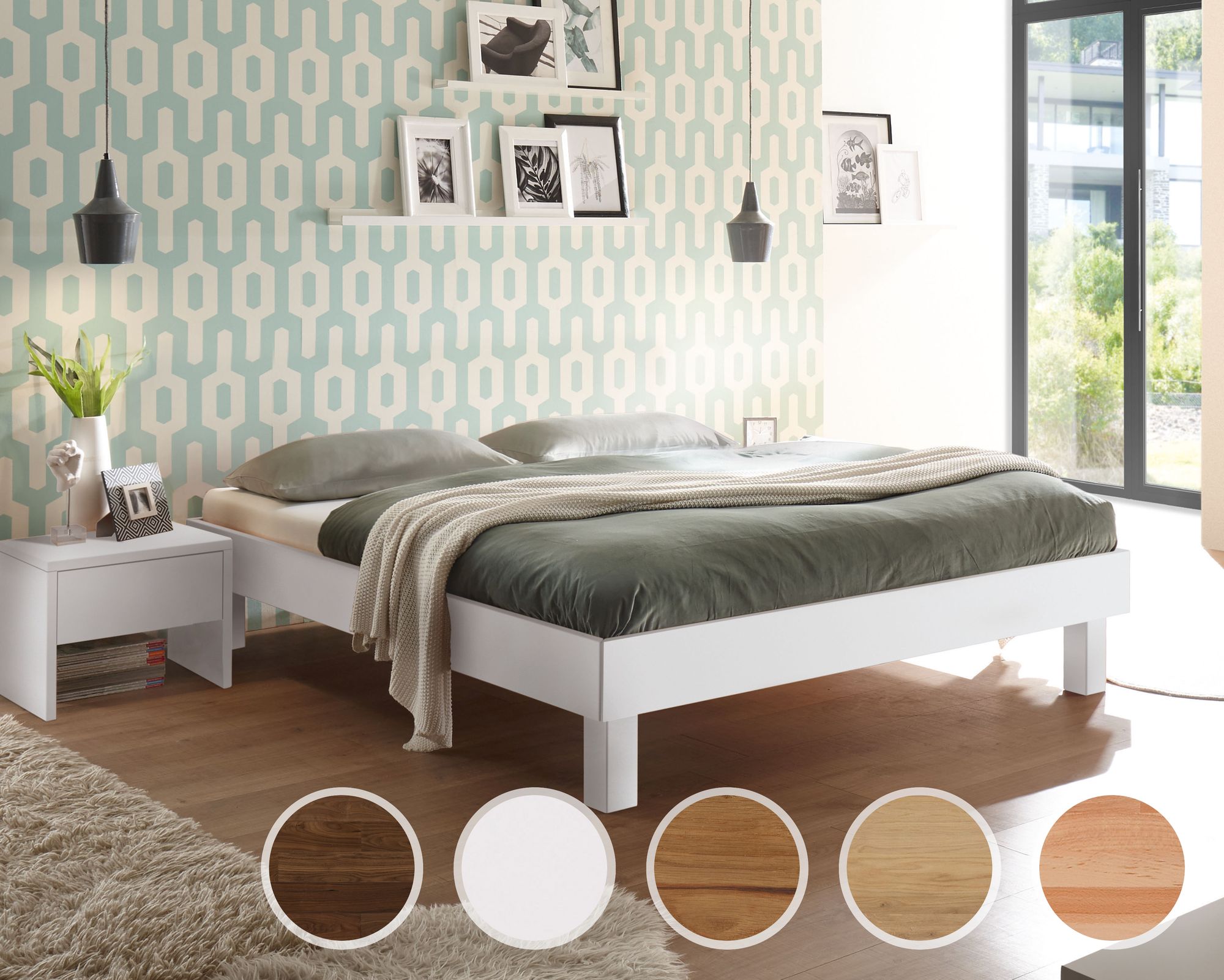 Hasena Pronto »Rapallo« Massivholzbett 90x200 cm / Kernbuche natur, geölt / 20 cm