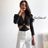 Zara Tops | Blogger's Fave! Zara Black Cut Out Bodysuit Sz L Nwot | Color: Black | Size: L
