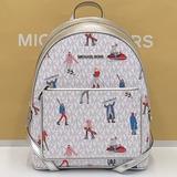 Michael Kors Bags | Michael Kors Jet Set Girls Adina Medium Backpack Bright White Silver Multi | Color: Silver/White | Size: Medium