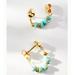 Anthropologie Jewelry | Anthropologie Beaded Turquoise & Gold Front-Back Earrings | Color: Gold | Size: Color: Turquoise