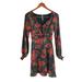 Free People Dresses | Free People Morning Light Red Black Floral Lined Mini Dress Size 2 Long Sleeve | Color: Black/Red | Size: 4