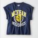American Eagle Outfitters Tops | American Eagle Tailgate Women’s Michigan Wolverine Rolled Sleeve T Shirt | Color: Blue/Yellow | Size: Xs