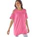 Plus Size Women's Eyelet Cold-Shoulder Tunic by Woman Within in Bright Rose (Size 3X)