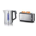 SEVERIN WK 3418 Digitaler Wasserkocher mit Fast-Boil-Power und individueller Temperaturauswahl, 1,7 l, 3000 W & Automatik-Langschlitztoaster, 1.000 W, Edelstahl-gebürstet/schwarz, AT 2515