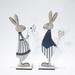 Trinx 2 Piece Enprise Rabbits in Love Figurine Set Wood in Blue/Brown/Gray | 10 H x 3 W x 0.5 D in | Wayfair E858BA76D40B46ABA2757E565CF1196D