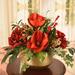Primrue Artificial Magnolia in Vase Faux Silk in Red | 16 H x 22 W x 16 D in | Wayfair B7B08B459F9C43E98D6E67FAA478BAEE