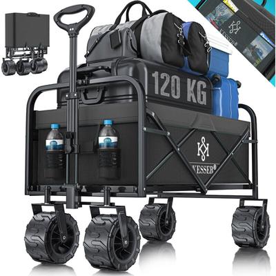 Bollerwagen faltbar mit Breite Reifen Handwagen Transportkarre Gerätewagen inkl. 2 Netztaschen Image