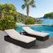3 Piece Set Patio Furniture Modern Wicker Sunbed Outdoor Rattan Poolside Chaise Lounger Chair with 2pcs Lounge and 1pc Table