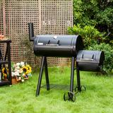 2-In-1 Charcoal Smoker Grill with Offset Smoke Box