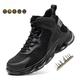 R-Win Safety Shoes for Men Women Non Metal Composite Plastic Toe Cap Trainers Low Top Mid Top Lightweight Breathable Puncture Resistance Work Construction Sneaker Black