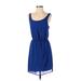 City Triangles Casual Dress - A-Line: Blue Solid Dresses - Women's Size Small
