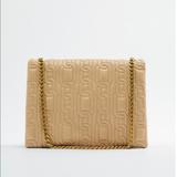 Zara Bags | Bloggers Fav Zara Chain Straps Quilted Bag | Color: Cream/Gold | Size: Os
