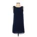 TOBI Casual Dress - Shift Scoop Neck Sleeveless: Blue Print Dresses - Women's Size Small