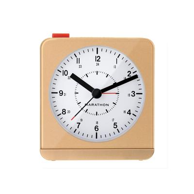Marathon Analog Desk Alarm Clock w/Auto-Night Light Gold CL030053-GD-WH-NA