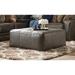 Lark Manor™ Andrienne 40" Wide Leather Match Square Cocktail Ottoman Leather Match in Gray | 18 H x 40 W x 40 D in | Wayfair