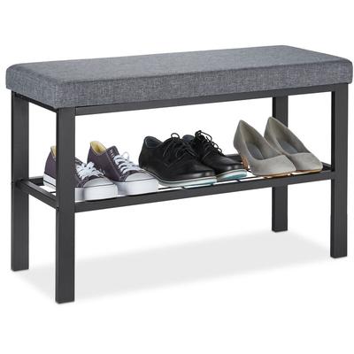 Schuhbank, 1 Ablage, Schuhregal mit Sitzfläche, gepolstert, hbt 50,5 x 81 x 32 cm, Sitzbank Flur, Image
