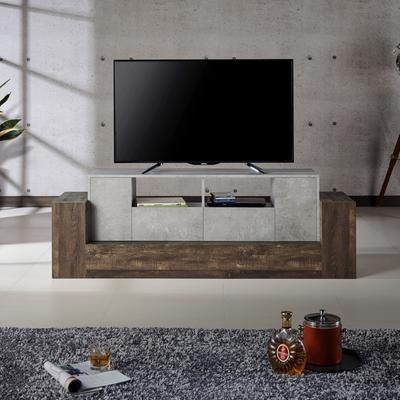 DH BASIC Urban Cement and Reclaimed Oak 71" Wide TV Stand by Denhour