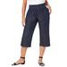 Plus Size Women's Wide-Leg Crop Chambray Pants by Jessica London in Indigo (Size 26 W)