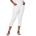 Plus Size Women's Comfort Waist Stretch Denim Lace-Up Capri by Jessica London in White (Size 16 W)