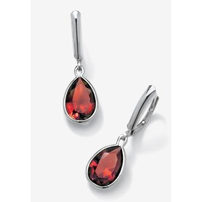 Women's Sterling Silver Drop Earrings Pear Cut Simulated Birthstones by PalmBeach Jewelry in January