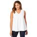 Plus Size Women's Stretch Cotton V-Neck Trapeze Tank by Jessica London in White (Size 3X)